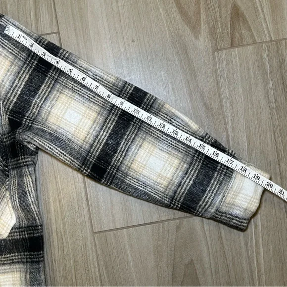 Ashley By 26 International Black and Cream Plaid Shirt Jacket-Shacket - Picture 8 of 8